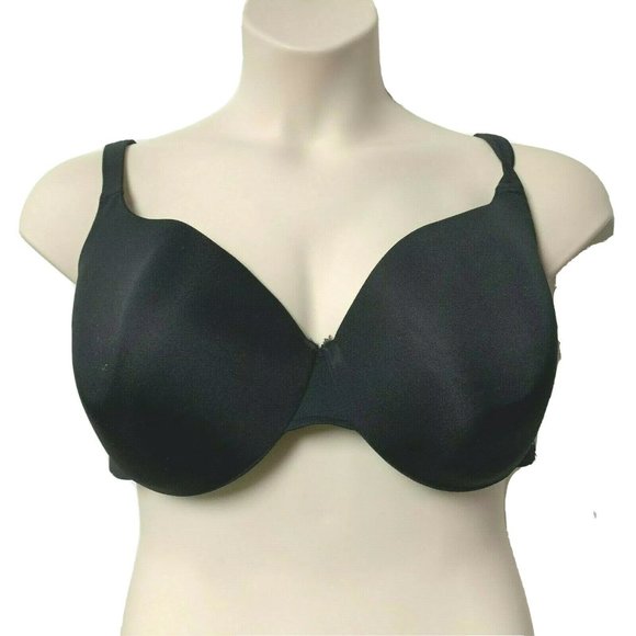Lane Bryant Cacique Bra Backsmoother Full Coverage Nylon Blend Size 42F Black - Picture 2 of 7